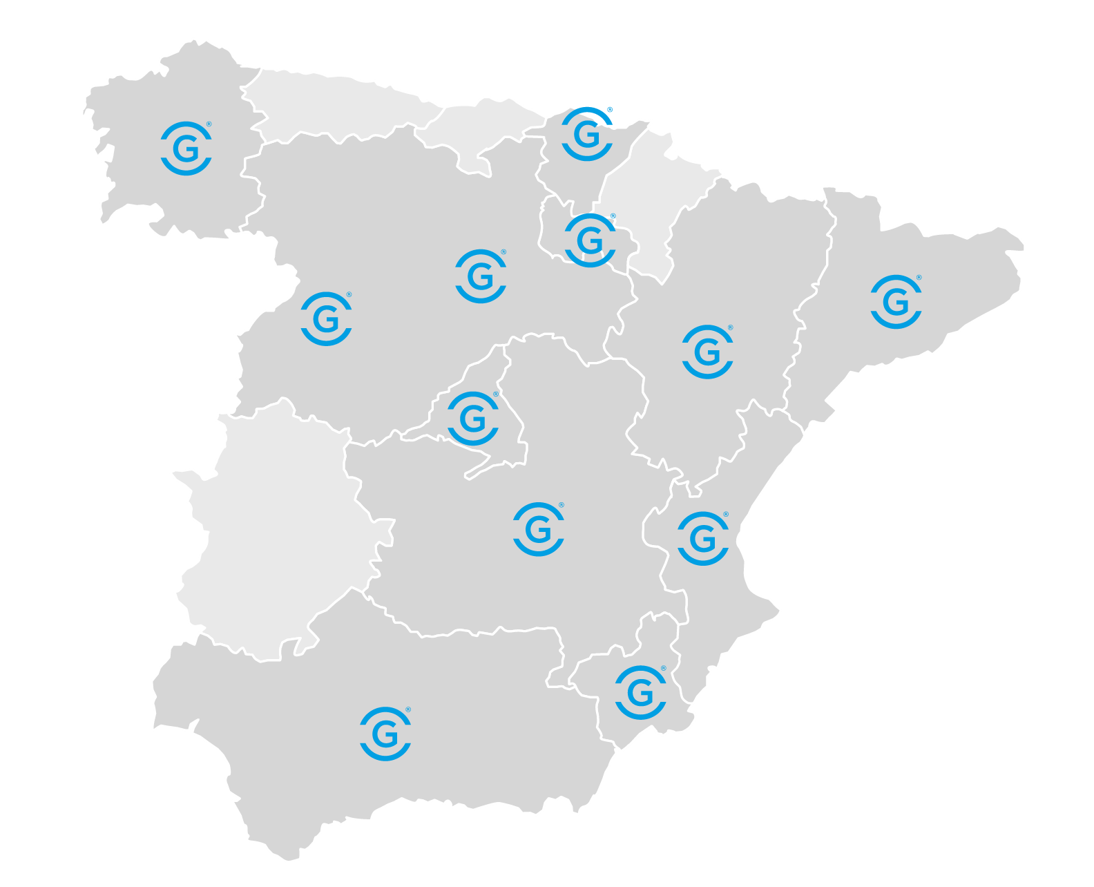 empresas acreditadas por Genoma del Robo señaladas en mapa de España