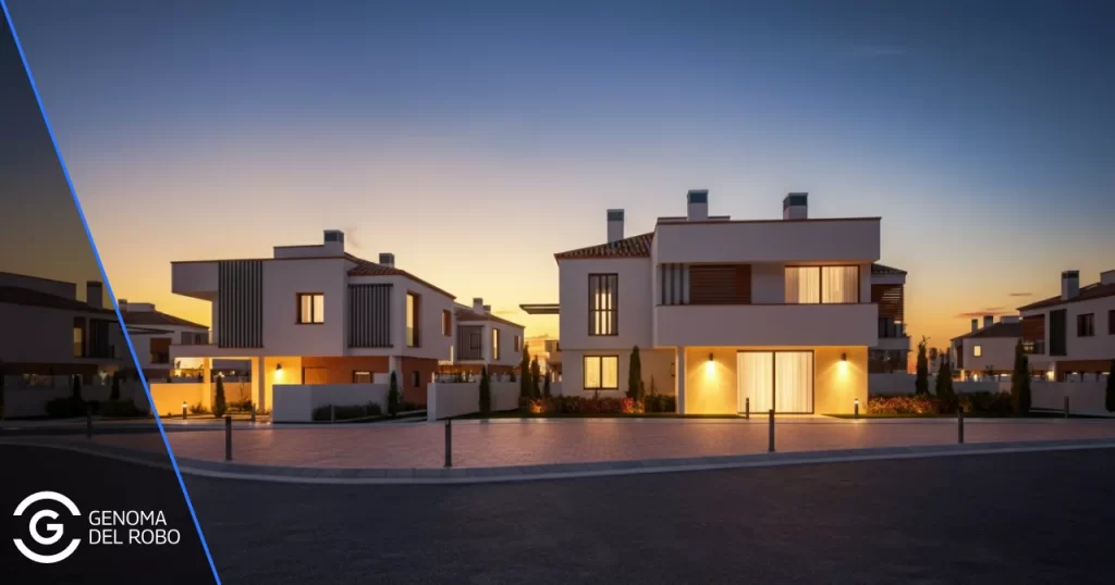 Vista general de una urbanización en españa con seguridad residencial